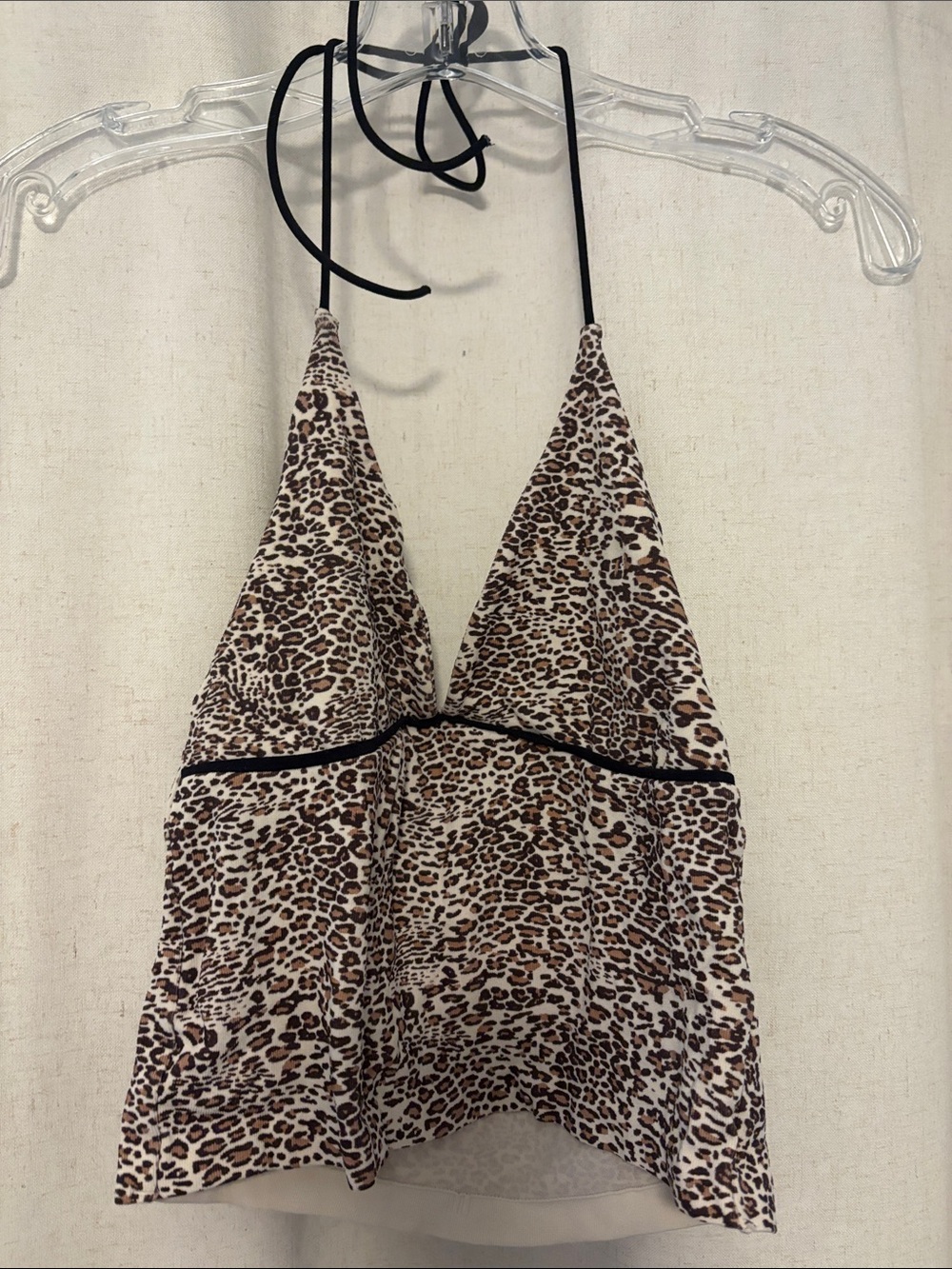 Leopard Print Halter Tank Top - Brown & Black